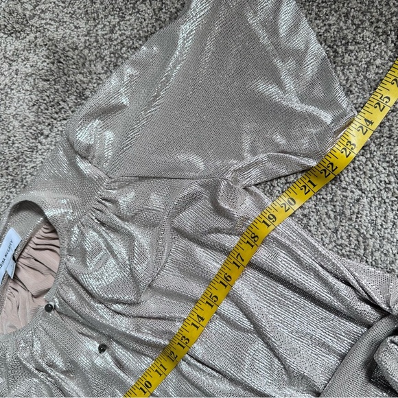 Sabina Musayev Shimmering Gold Metallic Mini Dress Small Short Sleeves Wedding - Picture 11 of 15